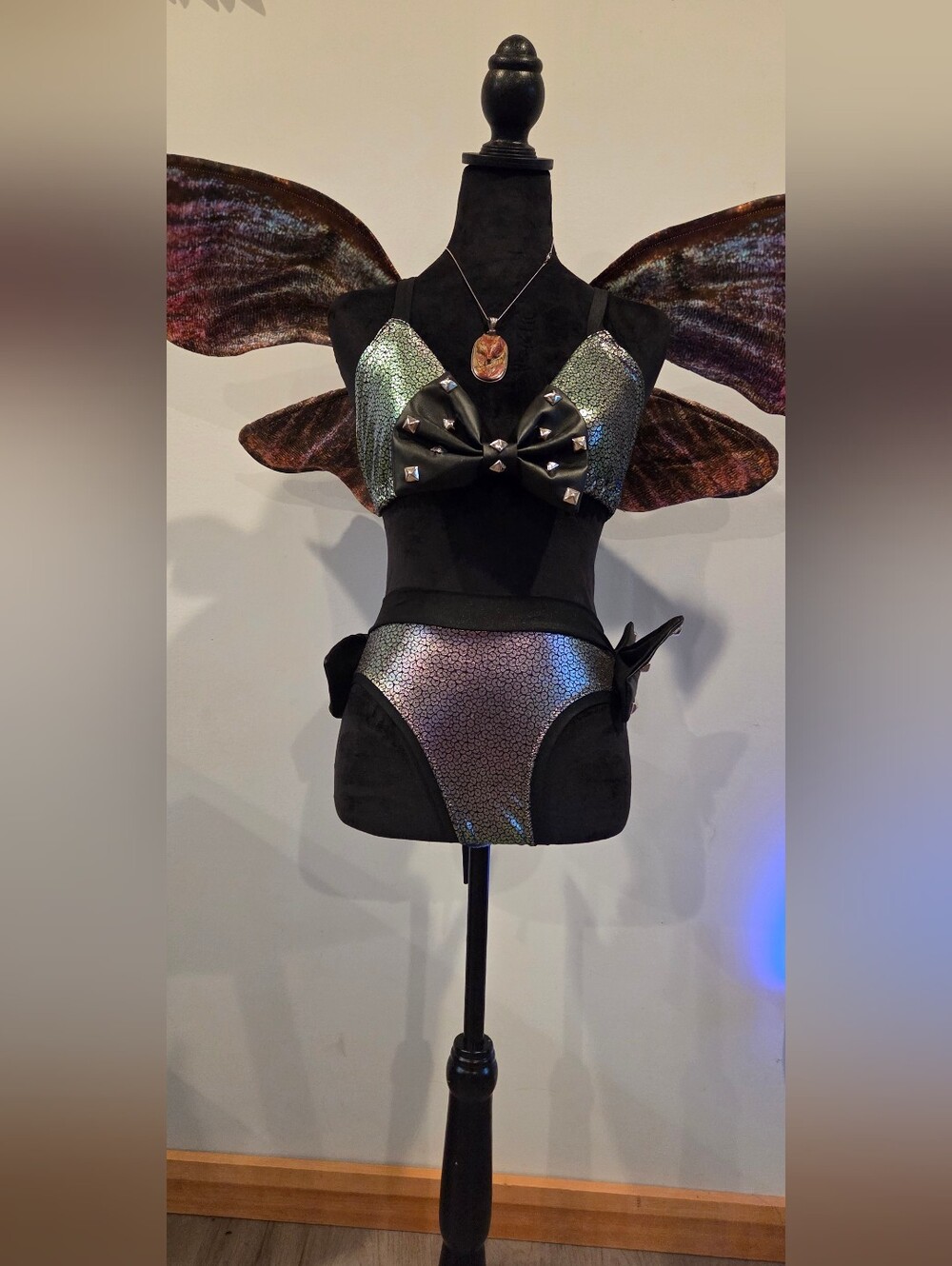Iridescent Mermaid Two-Piece Bikini with Studded Bow